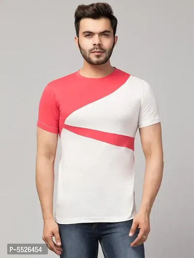 Men's Multicoloured Cotton Colourblocked Round Neck T-Shirt