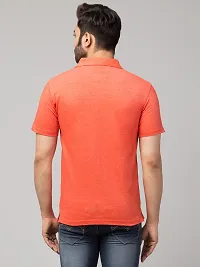 Men's Orange Cotton Solid Polo T-Shirt-thumb1