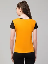 Stylish Yellow Cotton Printed Round Neck Tees For Women-thumb2