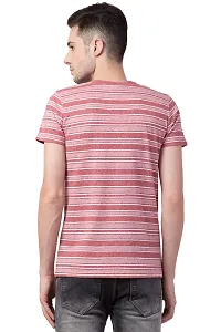 STITCH VASTRA Red Color Stripted Round Neck Half Sleeve Men's T-Shirt-thumb1