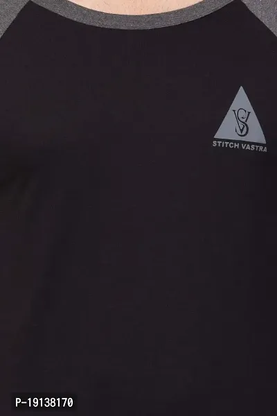 STITCH VASTRA Full Sleeve Raglan Sleeve Black Color Men's T-Shirt-thumb5