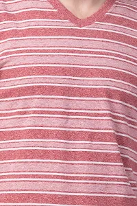 STITCH VASTRA Red Color Stripted Round Neck Half Sleeve Men's T-Shirt-thumb3