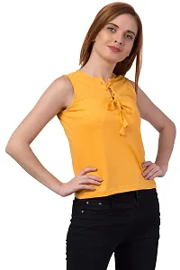 STITCH VASTRA Solid Pink Color Sleeveless Trendy Top-thumb3