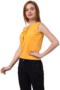 STITCH VASTRA Solid Pink Color Sleeveless Trendy Top-thumb2