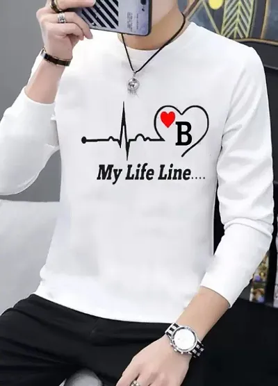 Newly Launched Polyester Full-sleeve Round Neck White Tees For Men