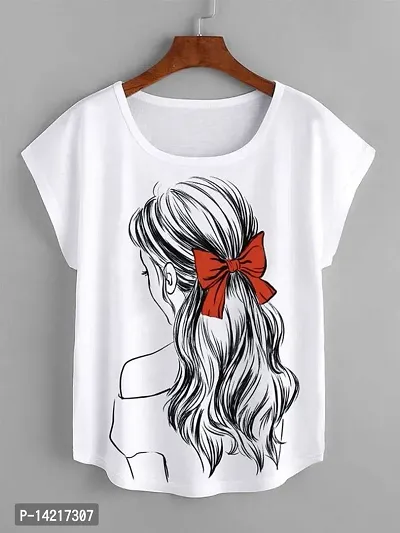 Polyester Half Sleeve Round Neck Printed Women Tshirt