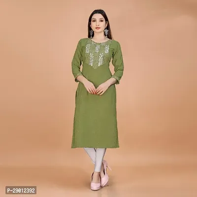 Embroderied Latest neck Design Jacquard Fabricated Kurti-thumb0