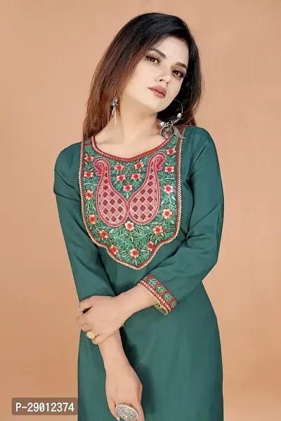 Embroderied Latest neck Design Cotton Fabricated Kurti-thumb2