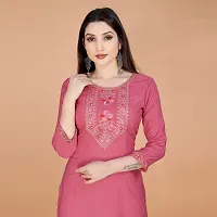 Embroderied Latest neck Design JacquardFabricated Kurti-thumb1