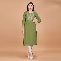 Embroderied Latest neck Design Jacquard Fabricated Kurti-thumb3