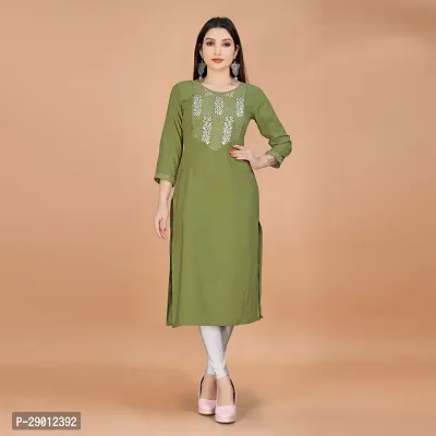 Embroderied Latest neck Design Jacquard Fabricated Kurti-thumb4