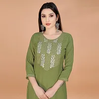 Embroderied Latest neck Design Jacquard Fabricated Kurti-thumb1