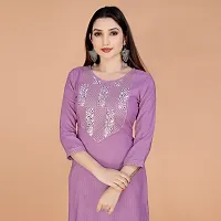 Embroderied Latest neck Design Jacquard Fabricated Kurti-thumb1