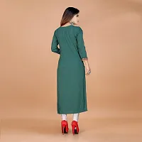 A-Line Teal Embroidered Cotton Kurta-thumb1