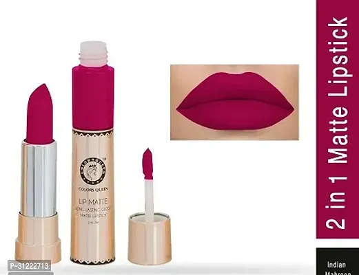 2-In-1 Long Lasting Matte Lipstick (Indian Mehroon)-thumb0