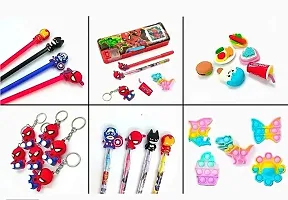 Spider Man Magnetic Pencil Box With Combo 5 Items 1 Pen 1 Pencil 1 Pop 1 Eraser 1 Key Chain (Pack of 6)-thumb2