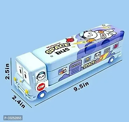 School Bus Pencil Box Geometry Box with Sharpener Cartoon Printed Dual Compartment Space Bus-thumb3