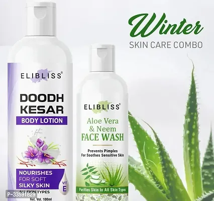 Elibliss Doodh Kesar Body Lotion with Strawberry Face Wash for Pimple Control pack of 2-thumb3