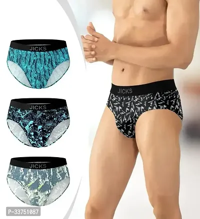 Stylish Multicoloured Cotton Printed Brief For Men Combo of 3-thumb2