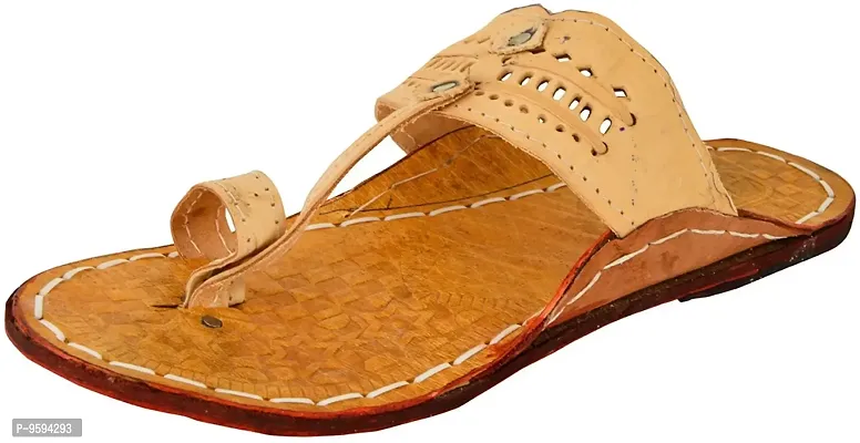 RYAG Offwhite Leather Kolhapuri Chappal for Mens/Kolhapuri Sandals for Mens/Kolhapuri Footwear-thumb0