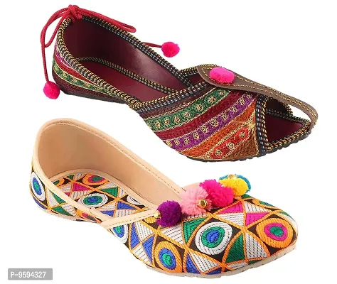 RYAG Women's Multicolour Rajasthani Jaipuri Sandal Ethnic Combo -7 UK-thumb0