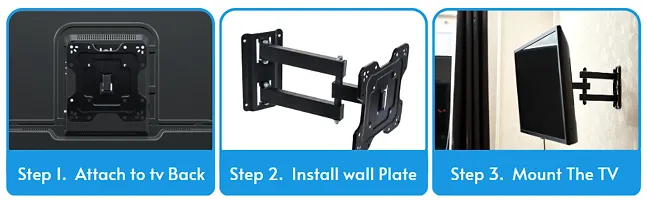 Rissachi Super Heavy Duty TV Wall Mount Bracket for 23 to 42 Inch LED/LCD/Smart TVrsquo;s, Full Motion Rotatable Universal TV Wall Stand with Swivel  Tilt Adjustment-thumb4