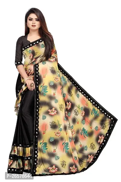 Classic Lycra Saree with Blouse piece for women-thumb0