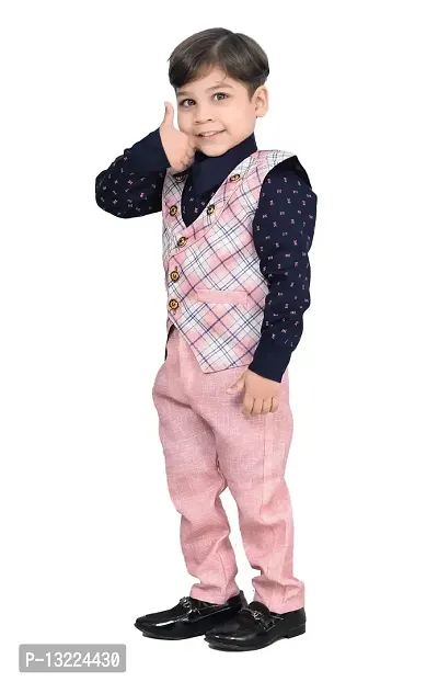 KIDZ AREA Kidzarea Boys Wedding, Festive & Party Shirt, Waistcoat and Pant Set660-PINK-38-thumb4