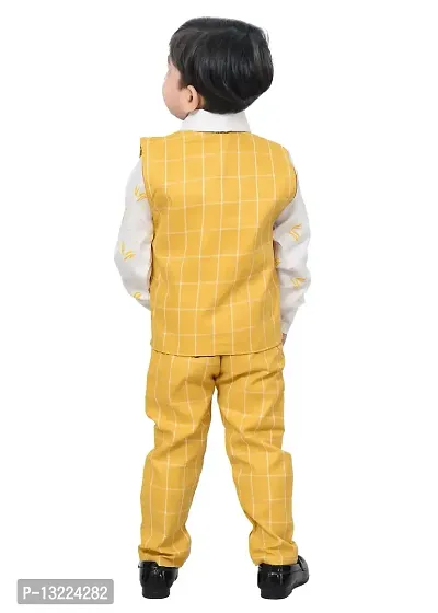 KIDZ AREA Boys Wedding Shirt, Waistcoat and Pant Set 640-YELLOW CHECK-0(Pack of 1)-thumb2