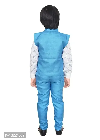 KIDZ AREA Kidzarea Boys Festive  Party Shirt, Waistcoat and Pant Set-thumb2