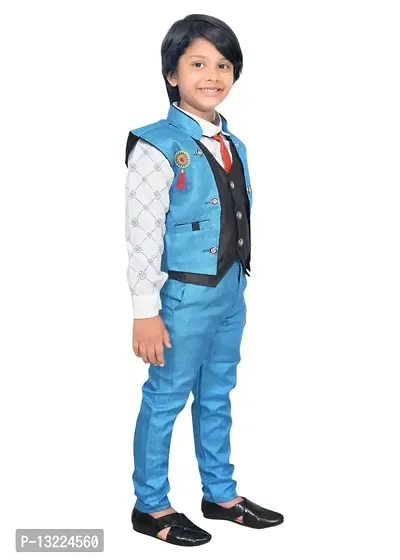 KIDZ AREA Kidzarea Boys Festive  Party Shirt, Waistcoat and Pant Set-thumb3