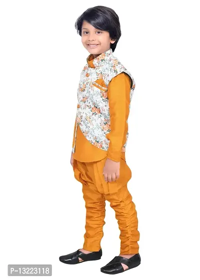 KIDZ AREA Kids Ethnic Indo Western Sherwani Kurta and Dhoti Pant Set for Boys218-Yellow-30-thumb5