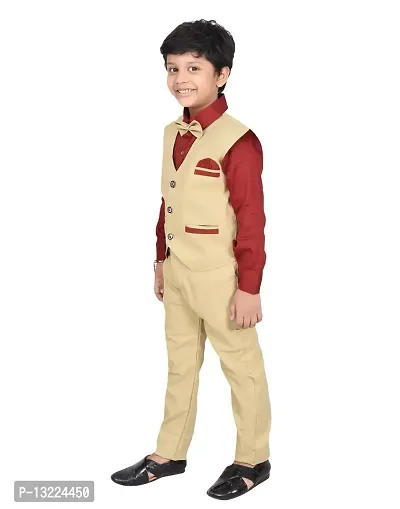 KIDZ AREA ""Flawsome Stylish Kids"" Casual Shirt, Waistcoat and Pant Set_For Boys X221-MAROON-22-thumb5