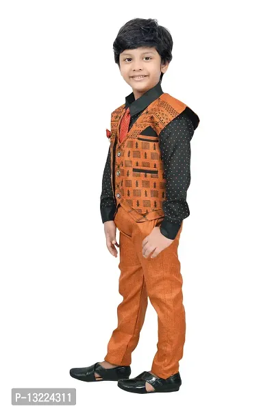 KIDZ AREA Casual Shirt, Waistcoat and Pant Set For Kids and Boys 621-ORANGE-30-thumb4