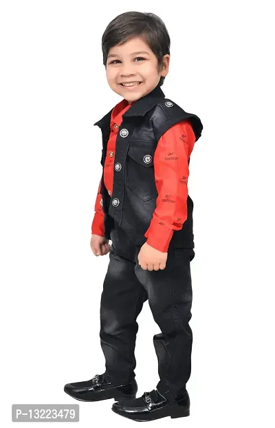 KIDZ AREA Boys Party(Festive) Jeans Jacket735-RED-0-thumb4