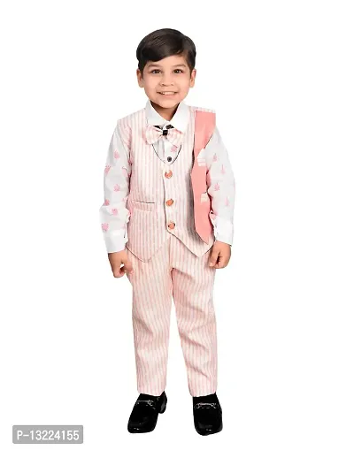 Kidzarea Boys Festive & Party Shirt, Waistcoat and Pant Set (Pink 28 )-thumb0