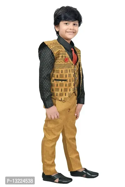 KIDZ AREA Casual Shirt, Waistcoat and Pant Set For Kids and Boys 621-YELLOW-32-thumb5