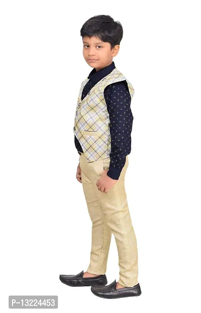 KIDZ AREA Kidzarea Boys Wedding, Festive & Party Shirt, Waistcoat and Pant SetXX660-YELLOW-26-thumb4