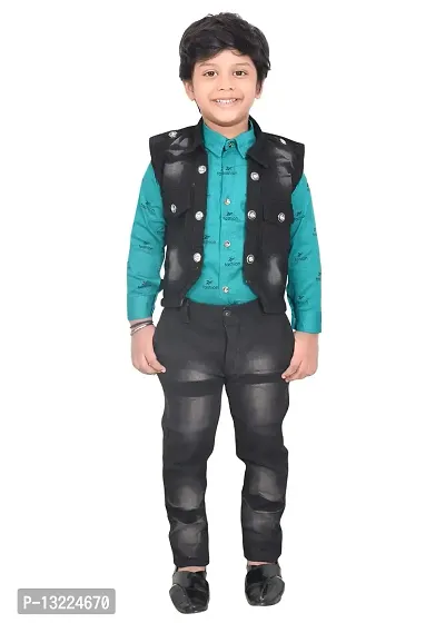 KIDZ AREA Kidzarea?Boys Festive  Party Shirt, Waistcoat and Pant Set-thumb0