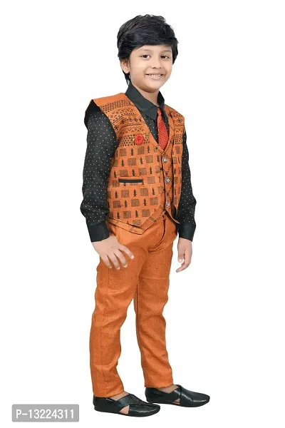 KIDZ AREA Casual Shirt, Waistcoat and Pant Set For Kids and Boys 621-ORANGE-30-thumb5