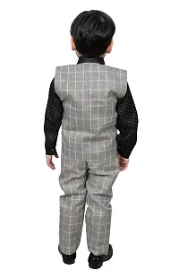 Fabulous Grey Cotton Printed Shirts with Jeans And Waistcoat Set For Boys-thumb1