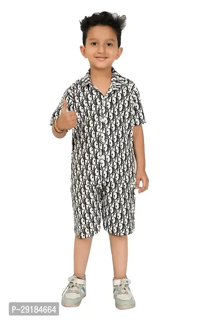 Stylish Multicoloured Cotton Printed Shirts With Shorts For Boys-thumb0