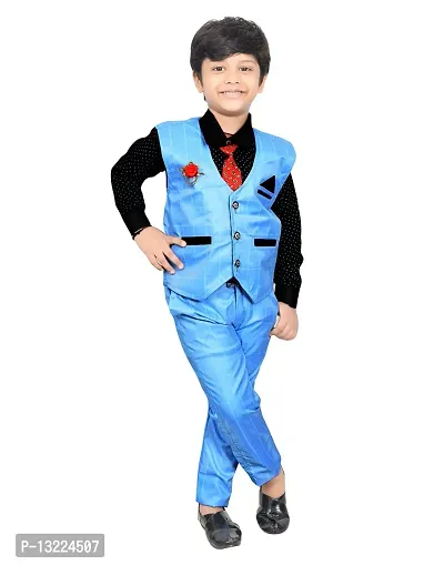 KIDZ AREA Cute Funky Boys Casual Shirt, Waistcoat and Pant Set For Kids and Boys-thumb0