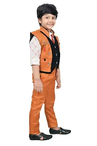 KIDZ AREA Kidzarea Boys Festive & Party Shirt, Waistcoat and Pant Set 224-ORANGE-0-thumb2