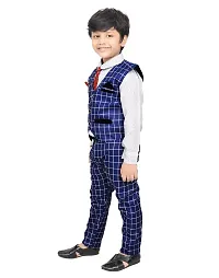 KIDZ AREA Kidzarea Indi Boys Festive & Party Shirt, Waistcoat and Pant Set 573-R.BLUE-CHECKERED-24-thumb4