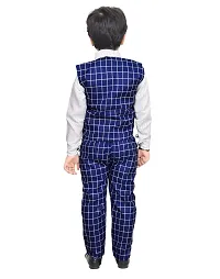 KIDZ AREA Kidzarea Indi Boys Festive & Party Shirt, Waistcoat and Pant Set 573-R.BLUE-CHECKERED-24-thumb1