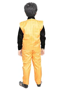 KIDZ AREA Kidzarea Indi Boys Festive & Party Shirt, Waistcoat and Pant Set 573-YELLOW-CHECKERED-0-thumb1