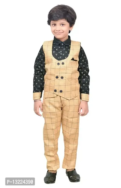 KIDZ AREA ""Princess Classy Boys"" Casual Shirt, Waistcoat and Pant Set For Kids and Boys-thumb0