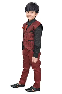 KIDZ AREA Casual Shirt, Waistcoat and Pant Set For Kids and Boys621-MAROON-24-thumb3