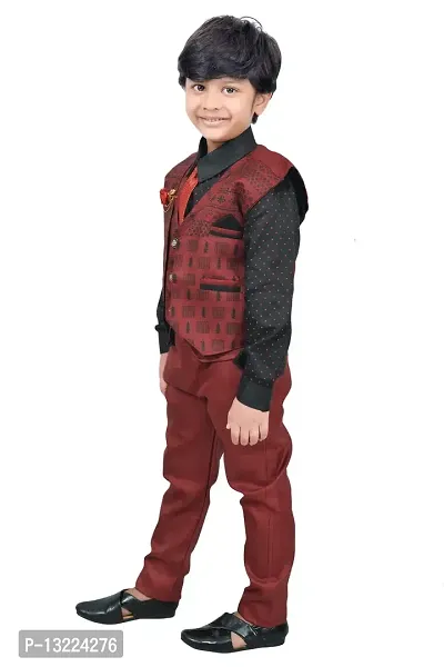 KIDZ AREA Casual Shirt, Waistcoat and Pant Set For Kids and Boys621-MAROON-24-thumb4